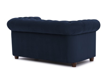 Cleo Blink - Chesterfield 2-Sitzer Sofa aus Samt mit Kristallsteppung und braunen Massivholzfüßen