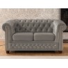 Cleo Blink - Chesterfield 2-Sitzer Sofa aus Samt mit Kristallsteppung und braunen Massivholzfüßen