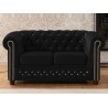 Cleo Blink - Chesterfield 2-Sitzer Sofa aus Samt mit Kristallsteppung und braunen Massivholzfüßen