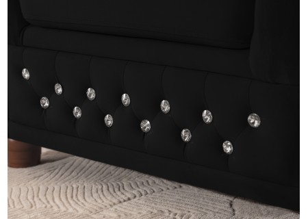 Cleo Blink - Chesterfield 2-Sitzer Sofa aus Samt mit Kristallsteppung und braunen Massivholzfüßen