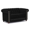 Cleo Blink - Chesterfield 2-Sitzer Sofa aus Samt mit Kristallsteppung und braunen Massivholzfüßen