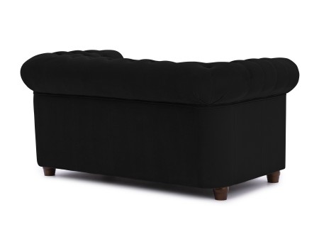 Cleo Blink - Chesterfield 2-Sitzer Sofa aus Samt mit Kristallsteppung und braunen Massivholzfüßen