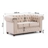 Cleo Blink - Chesterfield 2-Sitzer Sofa mit Schlaffunktion aus Samt mit Kristallsteppung und braunen Massivholzfüßen