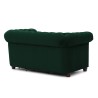 Cleo Blink - Chesterfield 2-Sitzer Sofa mit Schlaffunktion aus Samt mit Kristallsteppung und braunen Massivholzfüßen