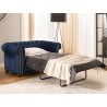 Cleo Blink - Chesterfield 2-Sitzer Sofa mit Schlaffunktion aus Samt mit Kristallsteppung und braunen Massivholzfüßen