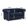 Cleo Blink - Chesterfield 2-Sitzer Sofa mit Schlaffunktion aus Samt mit Kristallsteppung und braunen Massivholzfüßen