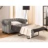 Cleo Blink - Chesterfield 2-Sitzer Sofa mit Schlaffunktion aus Samt mit Kristallsteppung und braunen Massivholzfüßen