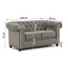 Cleo Blink - Chesterfield 2-Sitzer Sofa mit Schlaffunktion aus Samt mit Kristallsteppung und braunen Massivholzfüßen