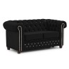 Cleo Blink - Chesterfield 2-Sitzer Sofa mit Schlaffunktion aus Samt mit Kristallsteppung und braunen Massivholzfüßen