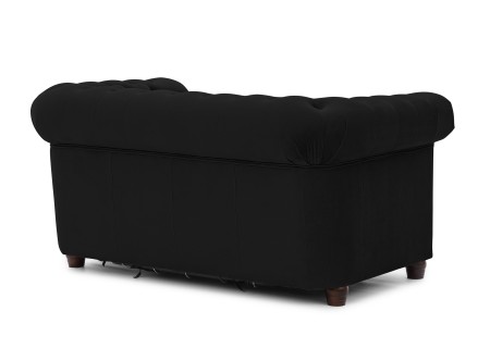 Cleo Blink - Chesterfield 2-Sitzer Sofa mit Schlaffunktion aus Samt mit Kristallsteppung und braunen Massivholzfüßen