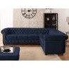 Cleo Blink - Chesterfield Ecksofa L-Form aus Samt mit Kristallsteppung und braunen Massivholzfüßen