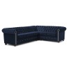 Cleo Blink - Chesterfield Ecksofa L-Form aus Samt mit Kristallsteppung und braunen Massivholzfüßen
