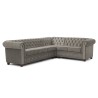 Cleo Blink - Chesterfield Ecksofa L-Form aus Samt mit Kristallsteppung und braunen Massivholzfüßen