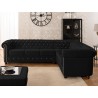 Cleo Blink - Chesterfield Ecksofa L-Form aus Samt mit Kristallsteppung und braunen Massivholzfüßen