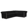 Cleo Blink - Chesterfield Ecksofa L-Form aus Samt mit Kristallsteppung und braunen Massivholzfüßen