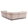 Cleo Blink - Chesterfield Ecksofa L-Form mit Schlaffunktion aus Samt mit Kristallsteppung und braunen Massivholzfüßen