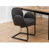 Vela - Polsterstuhl im Japandi Stil und im runden Design aus Mikrofaser Anthrazit Vintage mit schwarzem Metallgestell