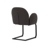 Vela - Polsterstuhl im Japandi Stil und im runden Design aus Mikrofaser Anthrazit Vintage mit schwarzem Metallgestell