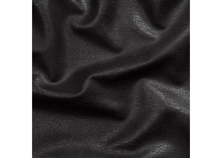 Vela - Polsterstuhl im Japandi Stil und im runden Design aus Mikrofaser Anthrazit Vintage mit schwarzem Metallgestell