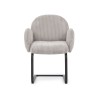 Vela - Polsterstuhl im Japandi Stil und im runden Design aus grauem Cord mit schwarzem Metallgestell