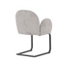 Vela - Polsterstuhl im Japandi Stil und im runden Design aus grauem Cord mit schwarzem Metallgestell