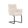 Hera - Polsterstuhl im modernen Design aus weißem Bouclé mit Armlehnen und Freischwinger-Gestell aus schwarzem Metall