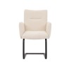 Hera - Polsterstuhl im modernen Design aus weißem Bouclé mit Armlehnen und Freischwinger-Gestell aus schwarzem Metall