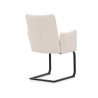 Hera - 2er Set Polsterstuhl im modernen Design aus weißem Bouclé mit Armlehnen und Freischwinger-Gestell aus schwarzem Metall