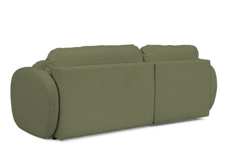 Candy - Modernes Ecksofa in L-Form mit Schlaffunktion und Stauraum aus Bouclé-Stoff, abgerundetes Design und hoher Sitzkomfort