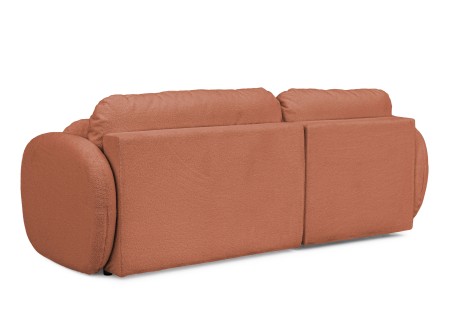 Candy - Modernes Ecksofa in L-Form mit Schlaffunktion und Stauraum aus Bouclé-Stoff, abgerundetes Design und hoher Sitzkomfort