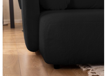 Candy - Modernes Ecksofa in L-Form mit Schlaffunktion und Stauraum aus Bouclé-Stoff, abgerundetes Design und hoher Sitzkomfort