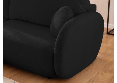Candy - Modernes Ecksofa in L-Form mit Schlaffunktion und Stauraum aus Bouclé-Stoff, abgerundetes Design und hoher Sitzkomfort