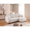 Candy - Modernes Ecksofa in L-Form mit Schlaffunktion und Stauraum aus Bouclé-Stoff, abgerundetes Design und hoher Sitzkomfort