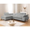 Bonnie - Ecksofa mit Schlaffunktion und Bettkasten aus Cord-Stoff mit verstellbaren Kopfstützen und Armlehne