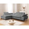 Bonnie - Ecksofa mit Schlaffunktion und Bettkasten aus Cord-Stoff mit verstellbaren Kopfstützen und Armlehne