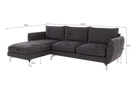 Patrick - Modernes Ecksofa mit Silber Metall Füßen