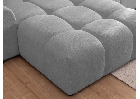 Bubble - Ecksofa mit losen Rückenkissen und Sitzfläche in Bubble-Optik aus weichem Strukturstoff mit schöner Sitzkomfort