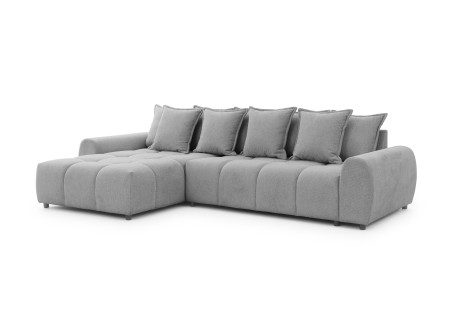 Bubble - Ecksofa mit losen Rückenkissen und Sitzfläche in Bubble-Optik aus weichem Strukturstoff mit schöner Sitzkomfort