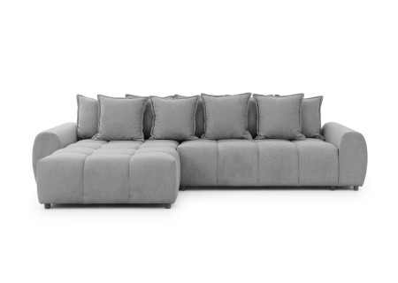 Bubble - Ecksofa mit losen Rückenkissen und Sitzfläche in Bubble-Optik aus weichem Strukturstoff mit schöner Sitzkomfort