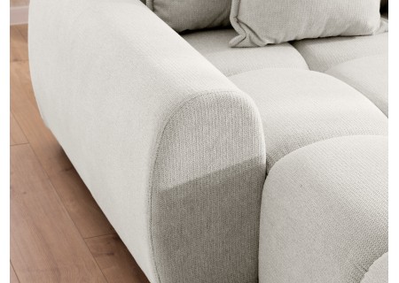 Bubble - Ecksofa mit Schlaffunktion und Hocker mit losen Rückenkissen und Sitzfläche in Bubble-Optik aus weichem Strukturstoff