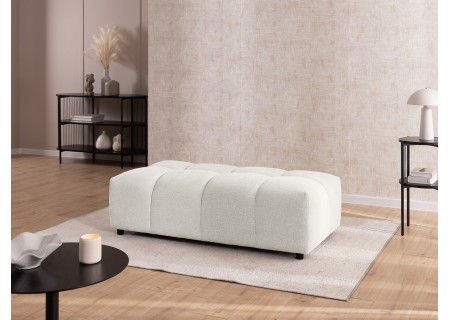 Bubble - Ecksofa mit Schlaffunktion und Hocker mit losen Rückenkissen und Sitzfläche in Bubble-Optik aus weichem Strukturstoff