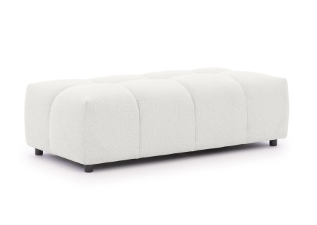 Bubble - Ecksofa mit Schlaffunktion und Hocker mit losen Rückenkissen und Sitzfläche in Bubble-Optik aus weichem Strukturstoff