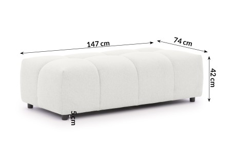 Bubble - Ecksofa mit Schlaffunktion und Hocker mit losen Rückenkissen und Sitzfläche in Bubble-Optik aus weichem Strukturstoff