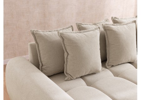 Bubble - Ecksofa mit Schlaffunktion und Hocker mit losen Rückenkissen und Sitzfläche in Bubble-Optik aus weichem Strukturstoff