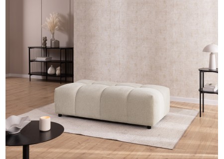 Bubble - Ecksofa mit Schlaffunktion und Hocker mit losen Rückenkissen und Sitzfläche in Bubble-Optik aus weichem Strukturstoff