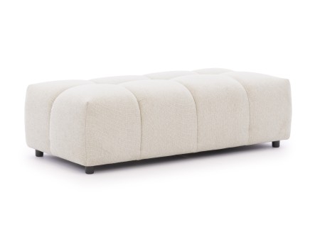 Bubble - Ecksofa mit Schlaffunktion und Hocker mit losen Rückenkissen und Sitzfläche in Bubble-Optik aus weichem Strukturstoff