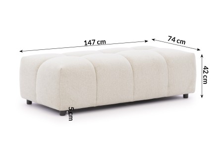 Bubble - Ecksofa mit Schlaffunktion und Hocker mit losen Rückenkissen und Sitzfläche in Bubble-Optik aus weichem Strukturstoff