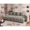 Bubble - Ecksofa mit Schlaffunktion und Hocker mit losen Rückenkissen und Sitzfläche in Bubble-Optik aus weichem Strukturstoff