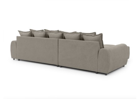 Bubble - Ecksofa mit Schlaffunktion und Hocker mit losen Rückenkissen und Sitzfläche in Bubble-Optik aus weichem Strukturstoff