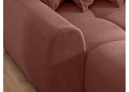Bubble - Ecksofa mit Schlaffunktion und Hocker mit losen Rückenkissen und Sitzfläche in Bubble-Optik aus weichem Strukturstoff